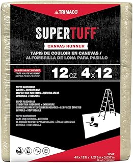 Trimaco SuperTuff 12 oz Thick Premium Weight Canvas Drop Cloth, 4-feet x 12-feet