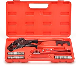 IWISS Angle PEX Crimping Tools Combo Kits for 1/2" & 3/4" Pex Crimp Rings with Go/No-Go Gauge with PEX Pipe Cutter Suits for All US F1807 Standards Copper Rings
