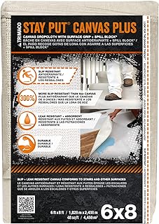 Trimaco 04329 Slip Resistant Dropcloth Stay Put Canvas Plus Drop Cloth, 6-feet x 8-feet, Cranberry