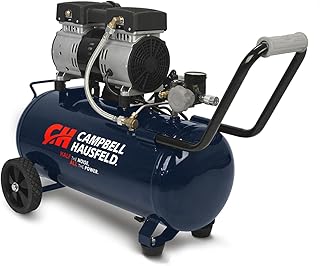 CAMPBELL HAUSFELD 8 Gallon Air Compressor, 65dB Quiet Portable Air Compressor, 120v, 125 Max PSI Oil and Maintenance free pump- Ideal for Home and Professional Use