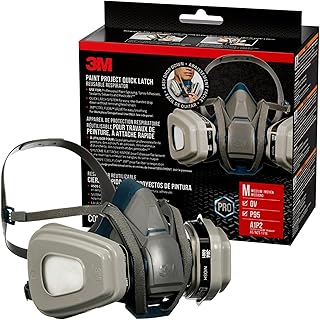 3M P95/OV Paint Project Quick Latch Reusable Respirator 6502QL, Medium Size, NIOSH-APPROVED Organic Vapor Cartridge & P95 Rated Filters, With 3M Cool Flow Valve & Quick Latch System (6502QLPA1-A-PS)