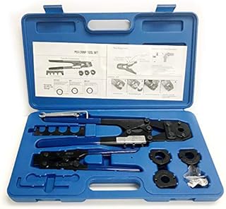 EFIELD Pex Crimping Tool Kit - 3/8 Inch, 1/2 Inch, 5/8 Inch and 3/4 Inch- with the Ring Removal Tool (Decrimper) & Gauge - Meets F1807 Standards,(TOOL016)