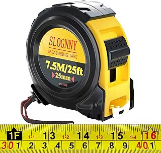 25FT Tape Measure,SLOGNNY Self-Locking Measuring Tape with Rubber Covered Case,Professional Measurement Tape with Inch and Metric