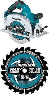 Makita XSH06Z 18 Volt X2 LXT Lithium-Ion (36V) Brushless Cordless 7-1/4 inch Circular Saw with three B-61656 7-1/4 inch 24T Carbide-Tipped Max Efficiency Circular Saw Blades