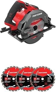 CRAFTSMAN 7-1/4-Inch Circular Saw, 15-Amp with Circular Saw Blade, 24-Tooth Carbide, 3-Pack (CMES510 & CMAS3725243)
