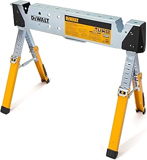 DEWALT Adjustable Height Portable Steel Welding Sawhorse, Double-Locking Legs, Pipe Saddles, 1,100 lb Weight Capacity