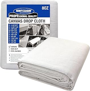 Canvas Drop Cloth, 9 x 12 Feet Canvas Tarp, Washable and Reusable Cotton Paint Tarp, Drop Cloths for Painting, Curtains, Furniture and Floor Protection