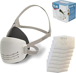 Reusable Respirator Mask with 7 Filters – Half Mask Respirator for Woodworking, Welding, Polishing Painting and Work Protection – Comfortable Quick-Release Headband and Dual Filtration