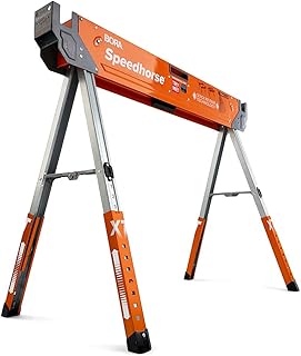 Bora Portamate Speedhorse XT Adjustable Height Sawhorse-Single Piece Stand with 30-36 inch adjustable Legs,Metal Top for 2x4,Heavy Duty Pro Bench Saw Horse for Contractors,Carpenters-PM-4550 Orange