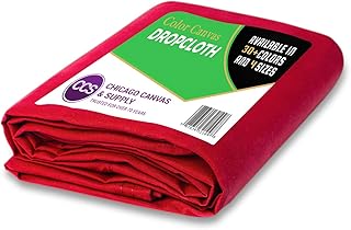 CCS Canvas Drop Cloth – Heavy Duty Cotton Duck Cloth Tarp for Curtains, Tablecloths, Backdrops, Painting – Washable & Reusable Floor Cover, Dust Sheet for Furniture (Red, 10x12 Ft)