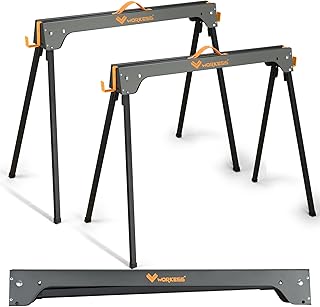 Saw Horses 2 Pack, Heavy Duty Folding Portable Saw Horses Table 2200 Lbs Load Capacity with 2x4 Support Legs, Fast Open Legs and Easy Grip Handle for Woodworking.