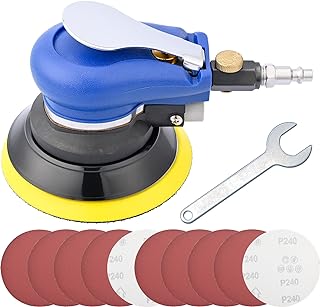 5 Inch Air Random Orbital Sander, Pneumatic Palm Sander tool with 10 Pcs Sandpapers, Air Sanders For Auto Body Work By Bowd