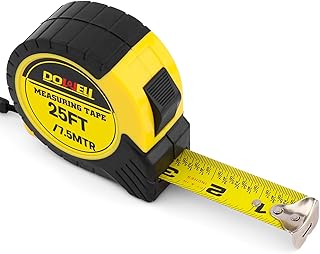 DOWELL Measuring Tape Measure 25ft Measurement Tape Steel Blade Shock Absorbent Solid Rubber Case Accurate Easy Read with Fractions 1/8 for Construction Contractor Carpenter Architect Woodworking (1)