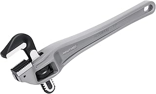 HAUTMEC 14 Inch Aluminum Offset Pipe Wrench, Heavy Duty Adjustable Plumbing Wrench, 2" Jaw Capacity, 40% Lighter Drop Forged Construction, for Use in Tight Spaces HT0189