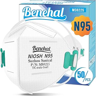 N95 Face Mask,50 Pack NIOSH Certified N95 Disposable Respirator 5-Ply Safety Breathable Face Masks, Filter Efficiency 95%, Adjustable Comfortable Protection,Against PM2.5 Dust for Adult, Men, Women
