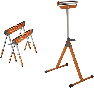 Bora Portamate Speedhorse XT Sawhorse Pair and Adjustable Pedestal Feed Roller Support