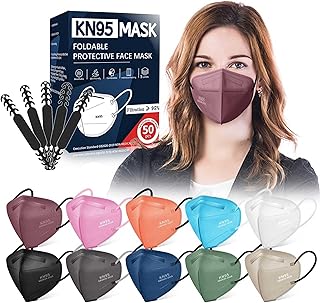 FENFEN KN95 Face Masks Disposable Adults - 50 Pack 5 Layer Protection KN95 Masks Breathable Comfortable Dust Safety Mask Individually Wrapped