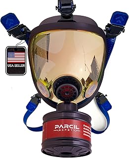 ST-100X Burnt Bronze Mirrored Survival & Tactical Full Face Respirator with P-D-1 Single 40mm Carbon Activated Charcoal Filter Canister