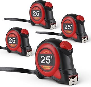 Lichamp Auto Lock Tape Measure 25FT 4 Pack, Retractable and Easy Read Measuring Tape Bulk Set with 1/8 inch Fraction, F4RD