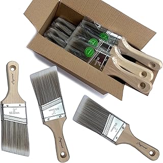 2 Inch Shortcut Sash Paint Brushes Bulk Pack, Wooden Stain Brushes for Cabinet, House Touch ups -Set of 12