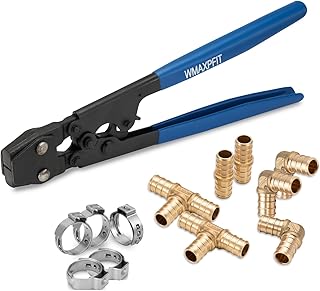 PEX Cinch Clamp Tool Fitting Kit, PEX Crimping Tool, Cinch for Stainless Steel Clamps from 3/8 inch to 1 inch With 1/2 inch PEX clamps and PEX fittings