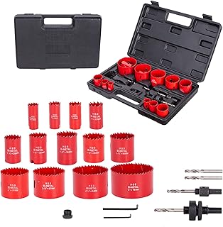 AMZZ 23Pcs Bi-Metal Hole Saw Kit - Heavy Duty M42 HSS Cutter Set (3/4" to 3") with Mandrels for Wood, PVC, Plastic, and Soft Metals, Deep Cut Hole Cutter