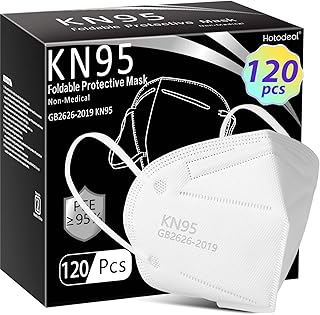 Hotodeal KN95 Face Mask 120 Pcs,White KN95 Mask,5 Layers Cup Dust Mask,for Men,Women,Healthcare Worker