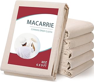 6 Pcs Drop Cloth for Painting, 6 x 9 ft Canvas Drop Cloth Double Stitched Thick Canvas Tarp Heavy Cotton Drop Cloth Painters Blanket for Furniture Floor Protection
