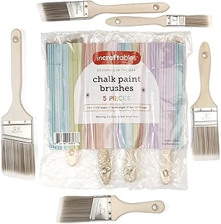 Incraftables Assorted Chalk Paint Brush Set (5pcs) – Natural Bristle Paint Brushes for Furniture, Chalk Painting & Wall Decor – Kids & Adults