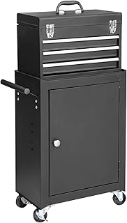 GSTANDARD APTB202B Torin Rolling Garage Tool Cabinet: Detachable 3 Drawer Tool Chest with Large Storage Cabinet and Adjustable Shelf, Black