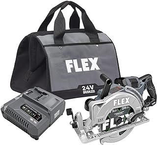 FLEX 24V Brushless Cordless 7-1/4-Inch Rear Handle Circular Saw Kit with 10.0Ah Stacked Lithium Battery and 280W Rapid Charger - FX2141R-1J