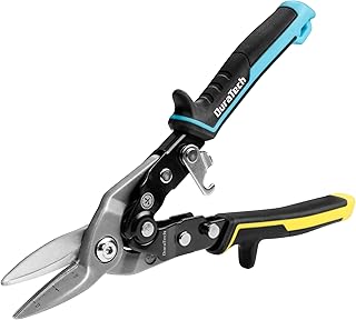 DURATECH 10 Inch Aviation Snips | Straight Cut Tin Snips for Cutting Metal Sheet | CR-V Steel Heavy Duty Tin Snips with Visible Cutting Length
