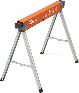 BORA Workhorse Sawhorse - Single Piece Stand with Folding Legs, Metal Top for 2x4, Heavy Duty Pro Saw Horse for Woodworking, Carpenters, Contractors, PM-3350