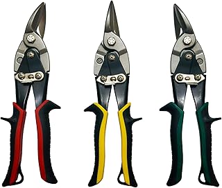 Aviation Tin Snips with Chrome Vanadium Steel Blades, Straight, Left, and Right Cutting Options, and Enhanced TyreGrip Handle for Optimal Comfort and Safety - 3 Pack Combo