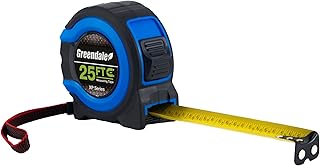 Greendale - 25 ft Tape Measures - Easy to Read Fractions to 1/8th inch - Magnetic Tip - Thumb and Quick Lock - Autowind - Belt Clip - Red/Orange (1, 25ft - Blue)