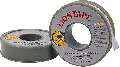 PROCURU Liontape G701 2-Pack 1/2" x 1200" (100-Ft) Heavy Duty Professional Teflon Tape, for Water/Oil/Gas, 4-Mil, High Density, Up to 12000 psi, Grey