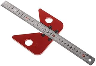 12 Inches Red Combination Square Set, Stainless Steel 45 Degree Angle Scribe, Round Center Line, Drawing Ruler, Carpentry Layout Tools for DIY Carpenters Engineers