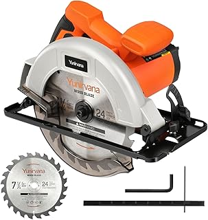 11 Amp Corded Circular Saw with Circular Saw Blade, 6000RPM, Adjustable Cutting Depth, 7-1/4 Inch Blade, Ideal for Wood and Plastic Cuts, Professional Carpentry Tool for Precision Cutting