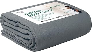 Canvas Drop Cloth for Painting 4x12 feet Pack of 1-8oz Painters Drop Cloths for Painting - All Purpose Canvas Tarps for Floor & Furniture Protection - Recycled Cotton Fabric