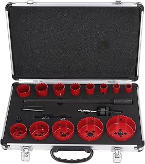19Pcs Bi-Metal Hole Saw Kit, M3 High Speed Steel Hex Wrench Long Pole Hole Saw Set with Drill Bit, Pipe Hole Opener Cutter Saw Set for Metal, Stainless Steel, Iron, Wood