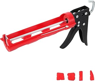 Drip-free Caulking Gun Ratchet Rod Silicone Gun Sealant Dispenser Joint Grouting Gun 15:1 Thrust Ratio Labor-Saving Lightweight Nylon Frame Cartridge Gun for 10oz/300ml Standard Caulk Tubes