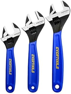 3-Piece Adjustable Wrench Set (6/8/10 Inch) - Heavy Duty Chrome Vanadium Steel, Non-Slip Ergonomic Grip, Black Oxide Finish - Ideal for Cars, Bikes, Plumbing & DIY