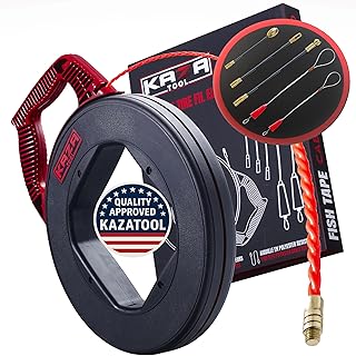 Fish Tape Wire Puller 100Ft x 4mm in Polyester | Better Than Fiberglass | Electrical Cable Fishing Tools | Snake Rod Electric Tool to Through Wall | Non-Conductive | Flexible & Strong