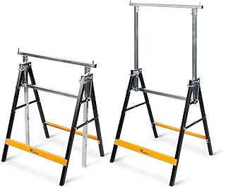 Metal Saw Horses 2 pack Folding Heavy Duty 880 lbs Load Capacity Saw Horse Adjustable 7 Level Height for Woodworking