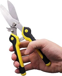 Aviation Tin Snips 9 Inch Heavy Duty Metal Cutter Shears Straight Cut for Cutting Metal Sheet, Chicken Wire, Artificial Flowers, Easy Grip, Stainless Steel Cutter