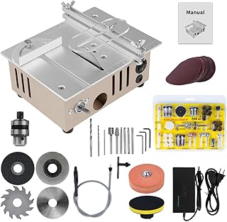 Jadeshay Mini Table Saw 96W 7-Speed Electric Desktop Saw, Bevel & Depth Adjustment Woodworking Cutter for Wood, Acrylic, PCB, Metal, with Drill, Milling, Grinding & Flexible Shaft (Pro Kit)