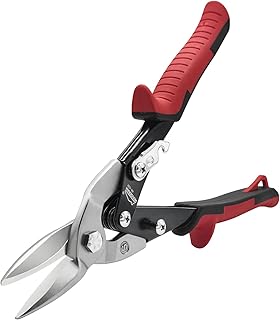 Aviation Snips, 10 Inch Tin Snips, Straight Cut, Heavy Duty Sheet Metal Cutter with Safety Lock and Non-slip Handle, CR-V Steel Sharp Teeth, Shears Scissors for Cutting Metal Sheet