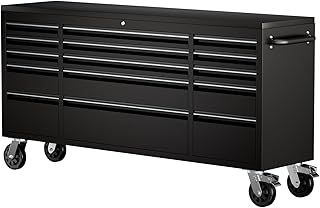 CHETTO C 72 inch Tool Chest Tool Box Mobile 15 Drawers Storage Rolling Cabinet with Wheels Lock Key Locking System Drawer Liners for Garage Warehouse Repair Shop Black