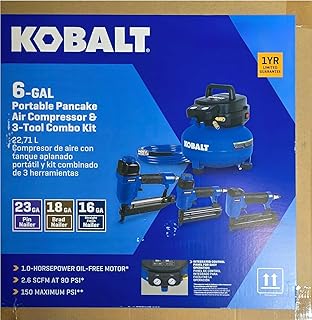 Generic 6-GAL Portable Pancake Air Compressor and 3-Tool Combo Kit, Large, Blue