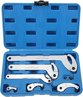 Hook Wrench Set, 8PCS Adjustable C Spanner Pin Wrench Kit 35-120mm, Chrome Vanadium C Hook Round Head Spanners for Motorcycle Dirt Bike Steering Head Locknut